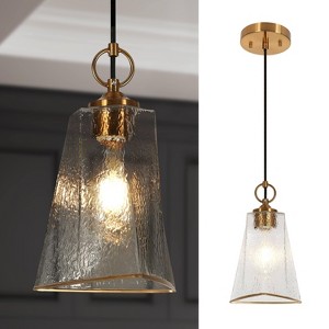 LNC Sallingboe Modern Geometric Kitchen Island Pendant  Lights, Polished Gold  with Textured Cylinder Glass,1/3/6Light,6.3in/26.2in/55.1in - 1 of 4