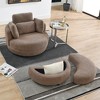 Fabric Modern Accent Round Swivel Chair with Moon Storage Ottoman, 4 Pillows and High-Density Foam Cushions - 4 of 4