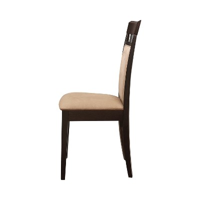 Set of 2 Brown Microfiber Upholstered Wooden Side Chairs