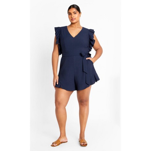 Women's Plus Size Fee Playsuit - navy | CITY CHIC - image 1 of 4