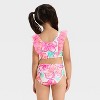 Toddler Girls' Hibiscus Floral Ruffle Bikini Swim Set - Cat & Jack™ Pink - 2 of 3