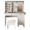 CAVINAS Vanity Desk with Mirror Vanity with Stool, Drawers and Multilayer Storage Shelves for Apartment, Bedroom - 2 of 4