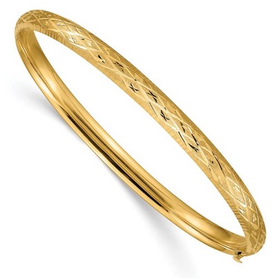 Black Bow Jewelry 4.75mm 14k Yellow Gold Diamond Cut Fancy Hinged Bangle Bracelet