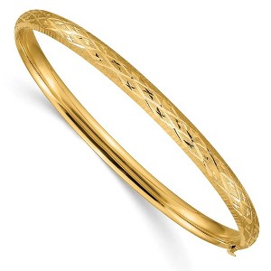Black Bow Jewelry 4.75mm 14k Yellow Gold Diamond Cut Fancy Hinged Bangle Bracelet - 1 of 4
