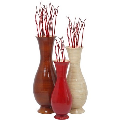 Uniquewise Tall Modern Decorative Floor Vase: Handmade, Natural Bamboo Finish, Contemporary Home Décor, Handcrafted Bamboo