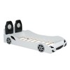 NicBex Twin Size Race Car-Shaped Platform Bed Frame with Upholstered Backrest and LED Light,Wood Slat Support,No Box Spring Needed,Easy Assembly - 3 of 4