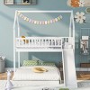 Streamdale Twin over Full House Bunk Bed with Slide and Built-in Ladder, Full-Length Guardrail, White - 3 of 4