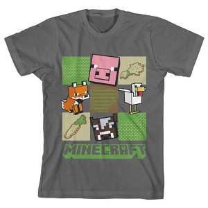 Minecraft Block Farm Animals Youth Dark Heather Graphic Tee - 1 of 2