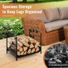 Tangkula Firewood Log Rack, for Indoor Outdoor Steel Log Holder with 110 lbs Load Capacity Decorative Log Rack with Exquisite Leaf Patterns - 3 of 4