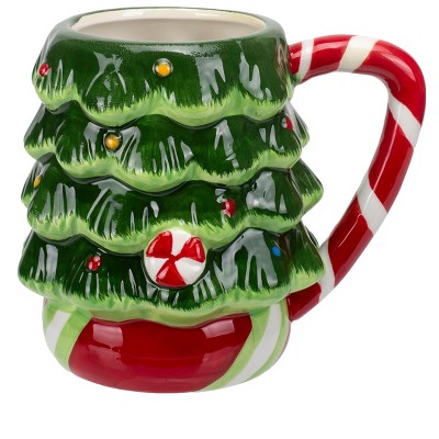 100 North Peppermint Tree 19 ounce Dolomite Ceramic Christmas Coffee Mug