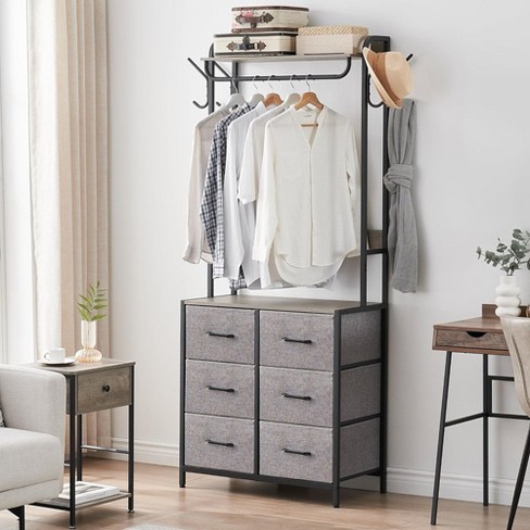 Chest of drawers with best sale clothes rail