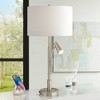 Pacific Coast Lighting 32" Tall Large Modern End Table Lamp with Side Reading Light Silver Brushed Nickel Finish Metal Single Living Room Bedroom - 2 of 4