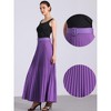 Allegra K Women's Flowy Pleated Elastic High Waist with Belt A-line Skirt - 2 of 4