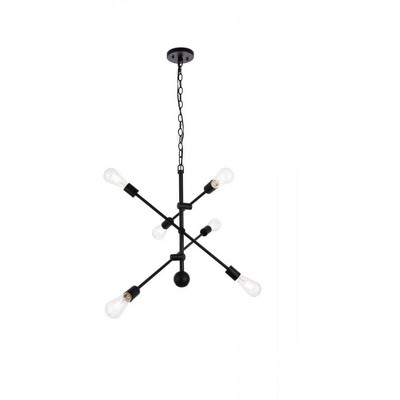 Elegant Lighting Axel 6 lights black pendant with chain