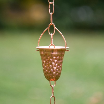 Marrgon Copper Hammered Bell Style Rain Chain, 3 Feet
