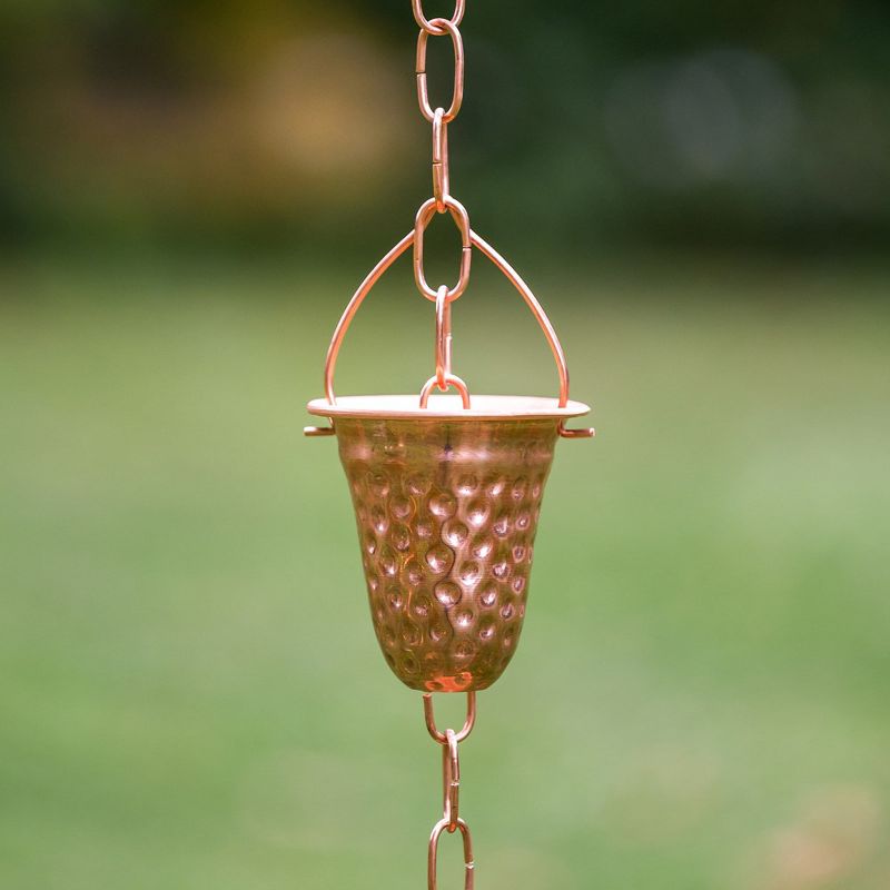 Marrgon Copper Rain Chain with Hammered Bell Style Cups for Gutter Downspout Replacement, 3 of 8