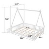 Fontoi Beds, Full Size Bed with Guardrails and Slats, Wood Bed with Fence and Door for Girls and Boys, White, 61.7"*71.8"*78.2" - 4 of 4
