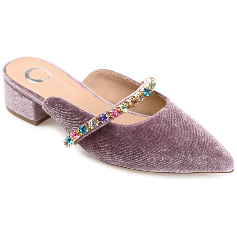 Journee Collection Womens Jewel Mules Pointed Toe Slip On Flats, 1 of 11