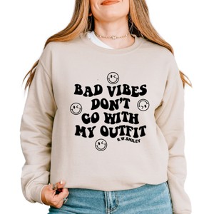 Simply Sage Market S.W.Smiley Don't Go With My Outfit Smiley Faces Sweatshirt - 1 of 4