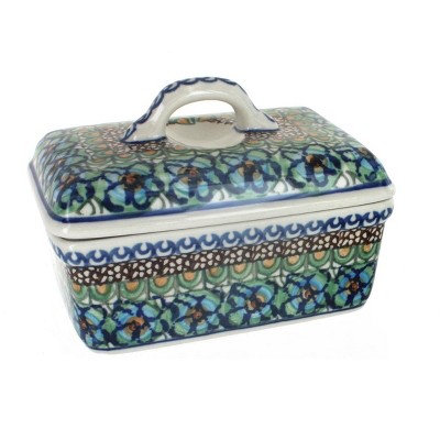 Blue Rose Polish Pottery Mardi Gras Butter Tub