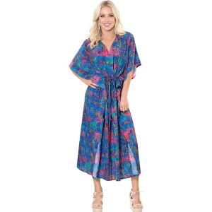 LA LEELA Womens House Daily Routine Evening Wear Loungewear Slit Dress  Cover Up Long Caftan Kaftan Maxi Dresses for Women 2X-3X Multicolored,  Floral : Target