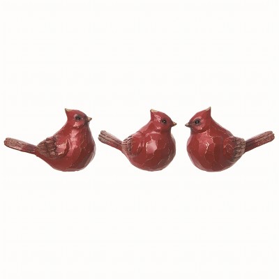 Transpac Resin Red Christmas Medium Gold Accent Cardinal Figurines Set of 3