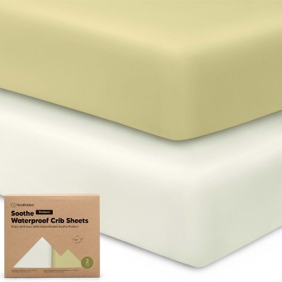 KeaBabies 2pk Soothe Waterproof Fitted Crib Sheets for Girl, Boy, 100% Organic Soft Cotton Crib Mattress Protector Sheet