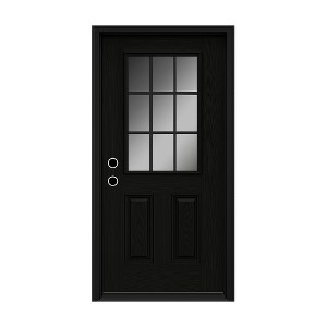 Lirago 36 x 80 Right hand Inswing Black Fiberglass Front doors with Brickmould 6-9/16" Vinyl Frame Frosted Glass - 1 of 4