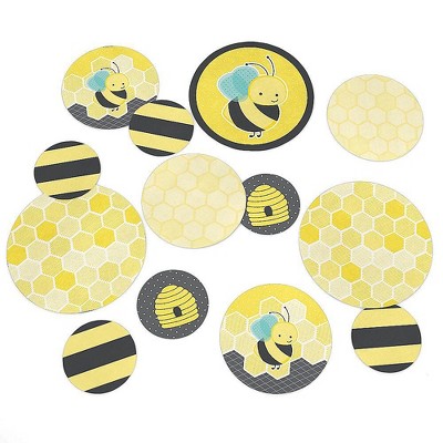 Big Dot of Happiness Honey Bee - Baby Shower or Birthday Party Giant Circle Confetti - Party Decorations - Large Confetti 27 Count