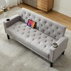TYBOATLE Velvet Loveseat Sofa Set, 3-Piece Tufted Couch with 2 USB & Cup Holders, Small Space Furniture for Apartment, Office, Bedroom - 2 of 4