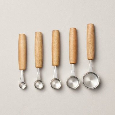 5pc Wood & Stainless Steel Measuring Spoons
