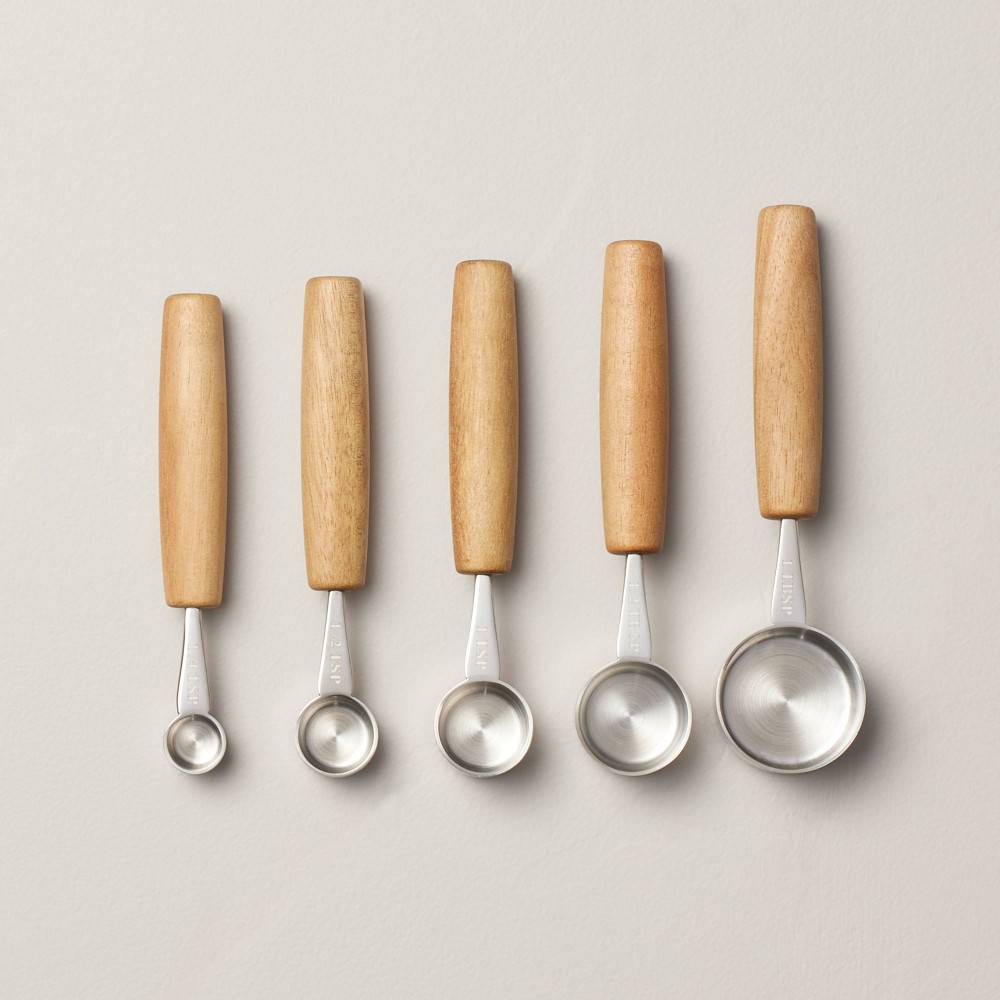 5pc Wood &amp; Stainless Steel Measuring Spoons - Hearth &amp; Handâ„¢ with Magnolia