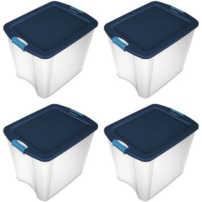 Sterilite 26 Gallon Latch & Carry Plastic Storage Tote Container Box (4 Pack)