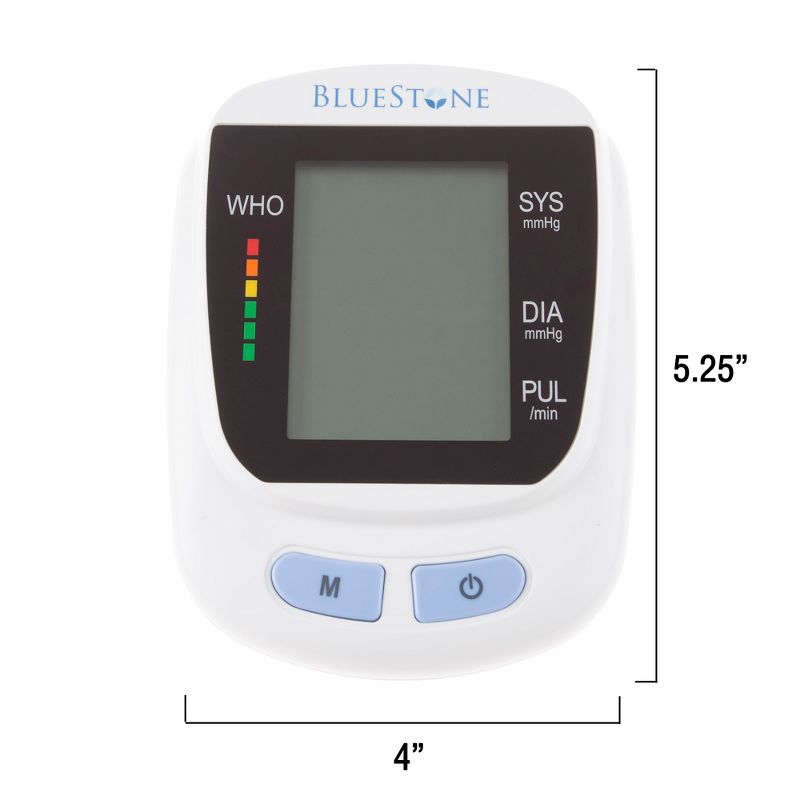Automatic Upper Arm Blood Pressure Monitor - Pulse Measuring Machine with Digital LCD Screen, Adjustable Cuff, and Storage Case by Bluestone (White), 4 of 7