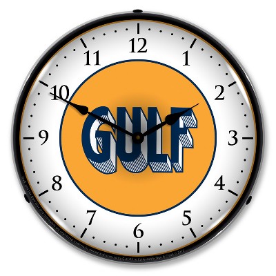 Collectable Sign & Clock | Gulf 1920 LED Wall Clock Retro/Vintage, Lighted