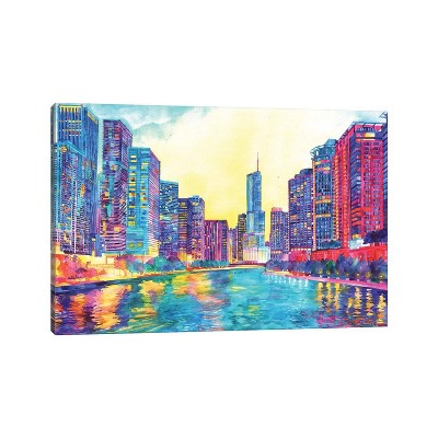 iCanvas Chicago River by Maja Wronska Canvas Print Wall Art
