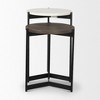 HomeRoots Set of Two Dark Brown and Black Marble Solid Wood and Metal Round Nested Tables - 4 of 4