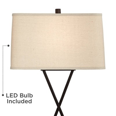 Megan Bronze Metal Table Lamps with USB and Fabric Shades, Set of 2