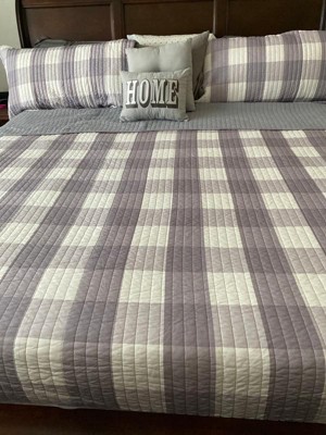 Life at Home 3 Piece Comforter Bed Set- Full/ Queen- Grey Buffalo Check - 1  ea