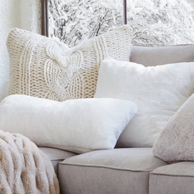 Neutral Ruched Faux Rabbit Fur Throw Blanket 50"x60"