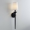 Regency Hill Ferris Modern Wall Light Sconce Black Hardwire 5 1/4" Fixture White Linen Cylinder Shade for Bedroom Reading Living Room Hallway House - 2 of 4