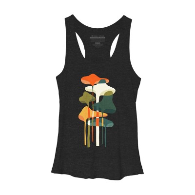 Women's Design By Humans Artistic Wild Mushrooms Glowing By radiomode Racerback Tank Top