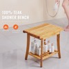 VEVOR Teak Shower Bench, 20 x 14.3 x 17.9 in, Waterproof Wood Shower Stool with Storage Shelf, 400 lbs Maximum Load Capacity, Natural Teak - 3 of 4