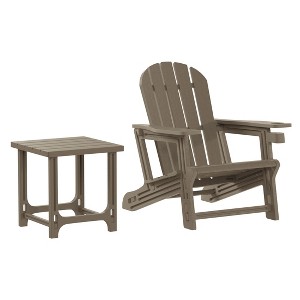 WestinTrends Azura 2-Piece HDPE Plastic Adirondack Patio Chair With 18" Side Table Set - 1 of 4