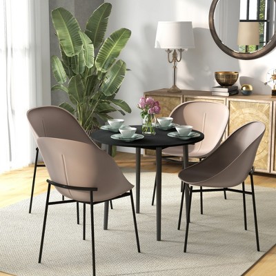 Black Round Foldable Dining Table with Pinewood Legs