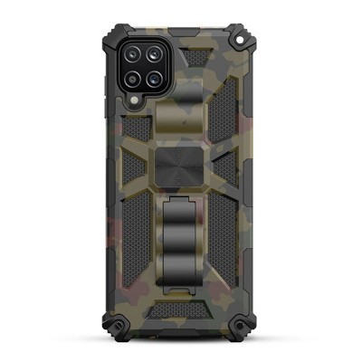 MyBat Sturdy Hybrid Protector Cover Case (with Stand) Compatible With Samsung Galaxy A12 5G - Green Camouflage / Black