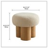 OUTSUPPLY Mushroom Stool, Lamb Wool Seat with Walnut Veneer PVC Base, Compact Footstool for Living Room, Nursery & Entryway - 2 of 4