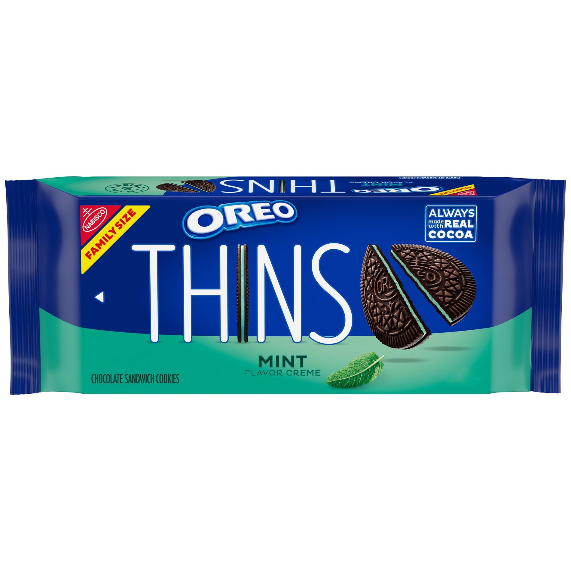 Oreo Thins Mint Creme Chocolate Sandwich Cookies Family Size - 11.78oz