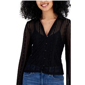 Crave Fame Womens Lace Button Up Shirt - 1 of 1