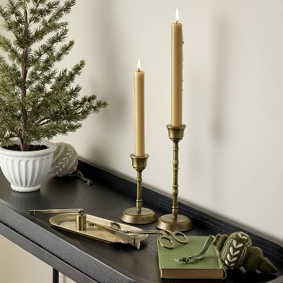 Antique Brass Taper Candlesticks Set of 2